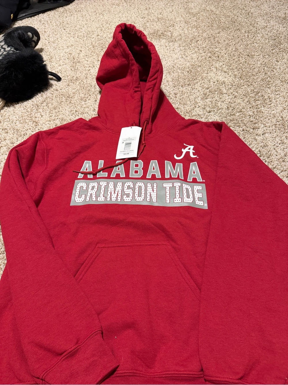 University of Alabama Bright Cardinal Hoodie with Bold Lettering